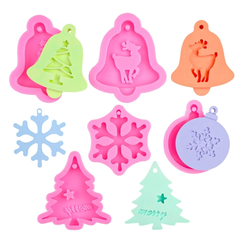 Moldes De Silicona De Navidad Reno Copo Árbol Campana Para DIY Resina Yeso Piedra Aroma Decoración Pasteles Merry Etiquetas
