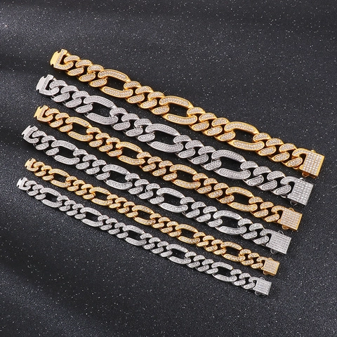 Hip Hop Iced Out Cuban Link Armband Roestvrij Staal Ingelegd Met Steentjes Mode Streetwear Sieraden Voor Heren En Dames