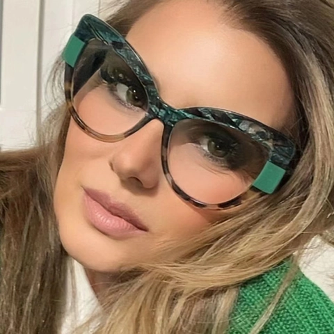 Fashion Cat Eye Anti Blue Light Glasses TR90 Frame AC Lens Contrast Color Chic Eyewear For Women