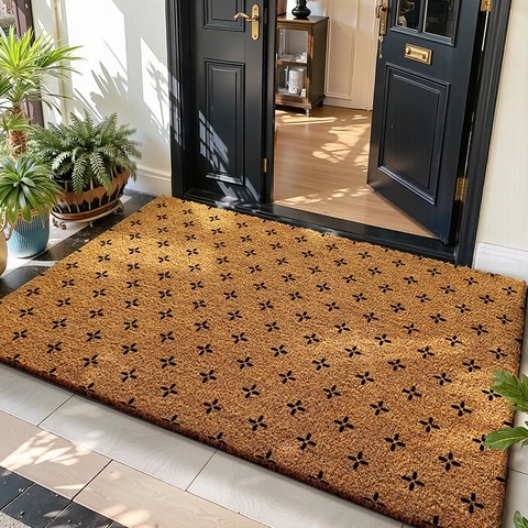 Coir Door Mat Natural Coconut Fiber Entrance Rug Anti-Slip PVC Backing Dust Removal Scraper For Outdoor Indoor Entryway