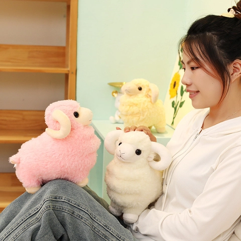Cute Sheep Plush Toy Soft Lamb Stuffed Animal Fluffy Home Decor Accompanying Doll Gift For Children Baby Girl
