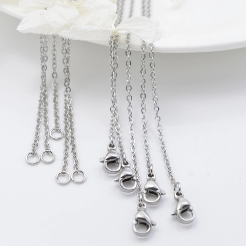 Cadena De Collar De Acero Inoxidable Con Cierre De Langosta Y Anillo De Salto Para Fabricación De Joyas DIY Plata
