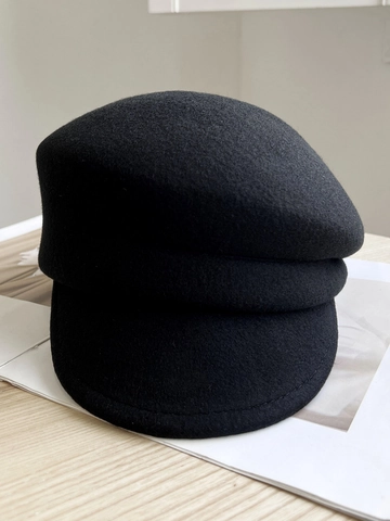 Cappello Newsboy Da Donna In Pura Lana Retro Pieghettato Baker Boy Hat Invernale Caldo Tinta Unita Stile Britannico