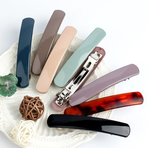 Minimalist Rectangular Spring Hair Clip Matte Glossy Resin Metal Barrette Korean Style Hair Accessory For Women