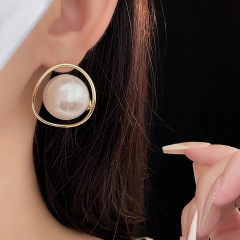 Pendientes Redondos De Perlas Artificiales Con Poste De Plata De Ley 925 Bañados En Oro Real Joyas Elegantes Y Minimalistas Para Mujeres