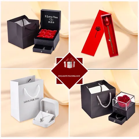 Sieraden Cadeauverpakking Voor Ketting Ring Armband Met Zeepbloem Papieren Zak Poetsdoek 925 Zilveren Oorbel Sluiting