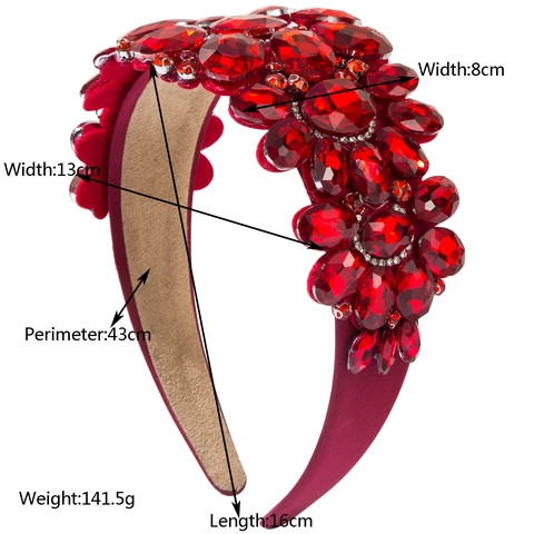 Cerchietto Largo Barocco Retrò Lusso in Vetro con Strass per Donna Accessorio per Capelli per Matrimonio e Festa con Cristalli Colorati