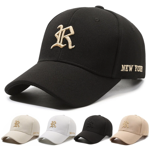 Baseballkappe Polyester Atmungsaktiv Bestickt Buchstabe R Sonnenhut Verstellbar Retro Outdoor Sport Für Herren Damen