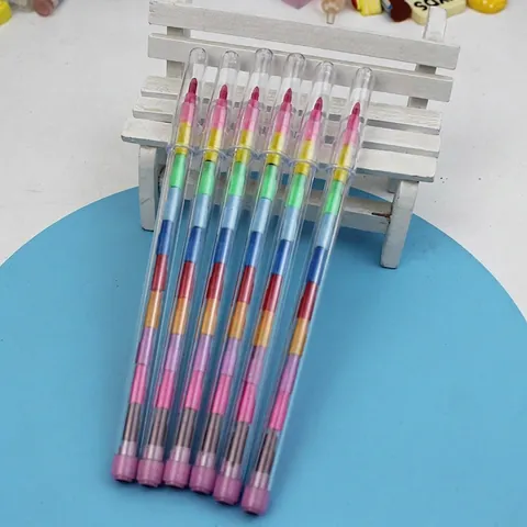 Stackable Crayons Multicolor Building Block Style Non Sharpening Painting Drawing For Kids Students School Office Art Tool