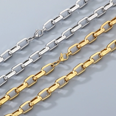 Collar Y Pulsera De Cadena De Clip De Acero Inoxidable Chapado En Oro De 18K Joyería Geométrica Para Hombres Y Mujeres