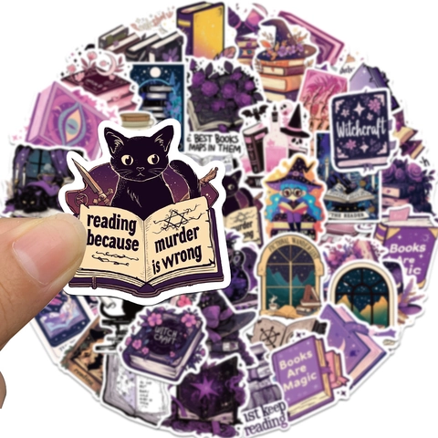 Adesivi Gotici Strega Libri Impermeabili in PVC Libri Magici Citazioni Lettura Decalcomanie per Laptop Borraccia Bagagli DIY