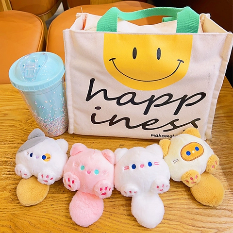 Simpatico Portachiavi a Forma di Gatto in Peluche Con Suono Squeak Bambola di Animali di Peluche Ciondolo per Zaino Regalo