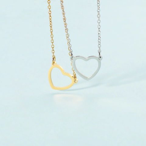 Collar Colgante Corazón Hueco 304 Acero Inoxidable Minimalista Elegante Cadena Clavícula Joyería Para Mujeres Niñas