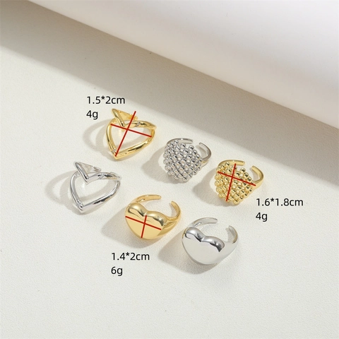 Vintage Herz Kupfer Verstellbarer Offener Ring Für Damen Gold Silber Plattiert Elegant Minimalistisch Mode Schmuck Herzring