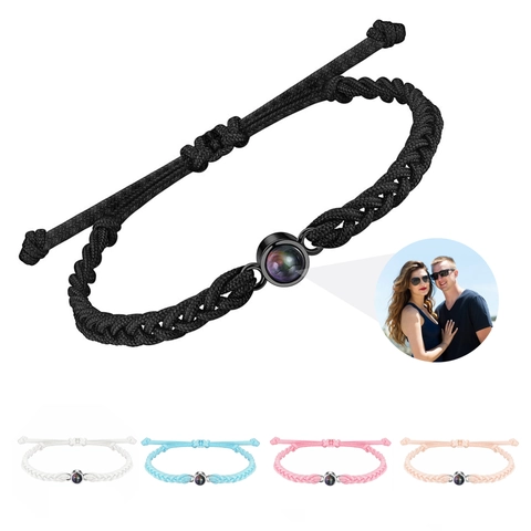 Foto Projektion Armband 100 Sprachen Geflochtenes Seil Kupfer Schmuck Jubiläum Valentinstag Geschenk Für Frauen Männer Verstellbar