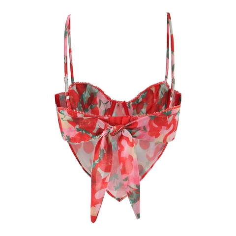 Top A Canotta Con Stampa Fragola E Minigonna Da Donna Stile Corsetto Bustier Con Bordo In Pizzo Orlo A Volant Sexy Estate