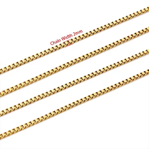 Stainless Steel Box Chain 18K Gold Plated DIY Jewelry Making Accessory For Necklace Bracelet Vacuum Plating High Quality