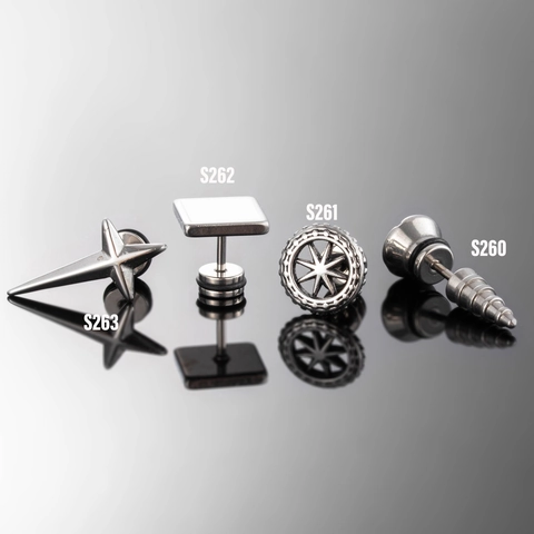 Pendientes De Botón Punk Industrial Acero Inoxidable Geométrico Cruz Engranaje Cuadrado Cónico Piercing Joyas Para Hombre Mujer