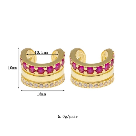 Luxurious Brass Zirconia Ear Cuffs For Women Gold Silver Plated Triple Layer Geometric Non Pierced Earrings Fashion Jewelry