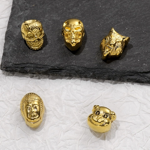 Wolf Buddha Totenkopf Schweinekopf Edelstahl Zwischenperlen Für DIY Schmuckherstellung Armbänder Gold Silber Charms