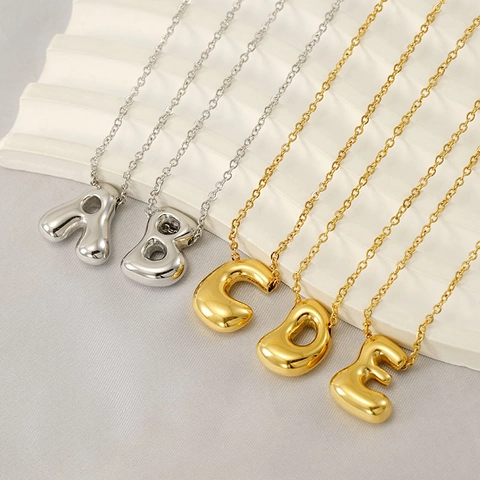 Collana Con Ciondolo Iniziale A Palloncino 3D Acciaio Inossidabile Placcato Oro 18K Gioielli Lettera