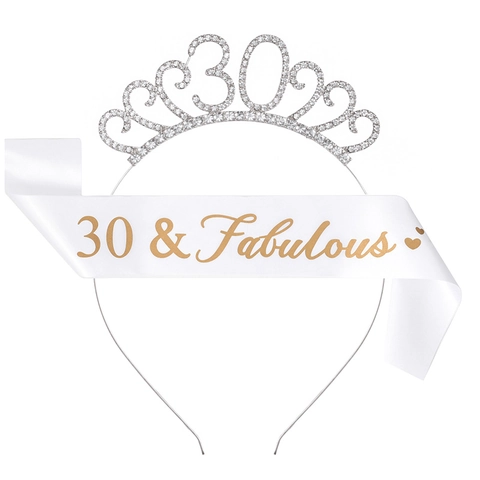 Tiara E Fascia Per Festa Di Compleanno Fascia Per Capelli In Cristallo Con Strass In Lega Tracolla In Raso Per Celebrazione Delle Donne