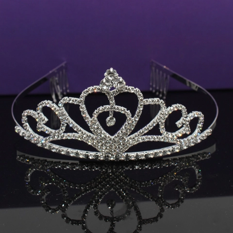 Elegante Corona Di Tiara In Lega Di Strass A Forma Di Cuore Con Pettini Antiscivolo Per Matrimonio Festa Per Donne Ragazze
