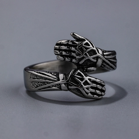 Anello Abbraccio Mani Vintage Acciaio Inossidabile Stile Punk Gotico Per Uomo Accessori Gioielli Retro