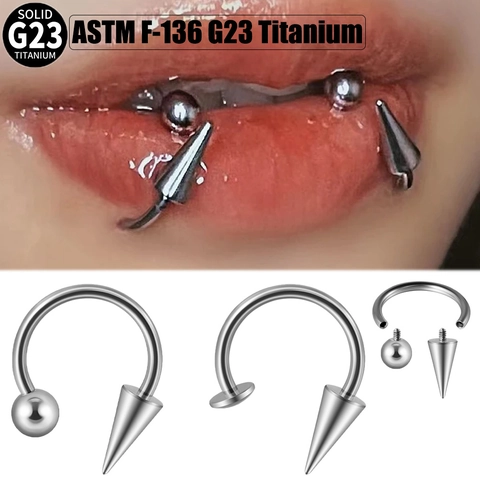 G23 Titanium Body Piercing Hoefijzer Lip Neus Oor Kraakbeen Ring Punt Kegel Stud Punk Stijl Voor Dames Heren