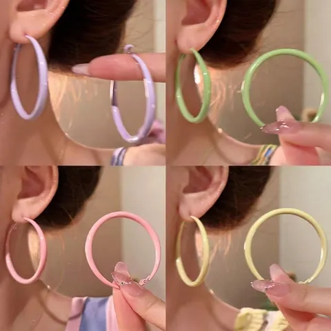 Pendientes De Aro Minimalistas Geométricos Redondos Cuadrados Estrella Aleación Colorida Con Silver Earring Post Mujer