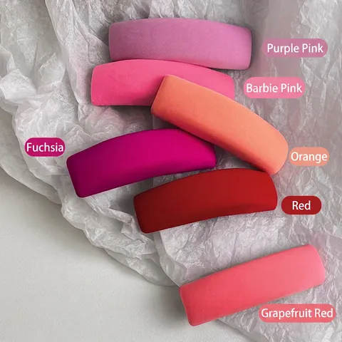 Fabric Covered Sponge Hair Clips Rectangular BB Barrettes Colorful Twill Texture Non-Slip Fashion Hair Accessories Women