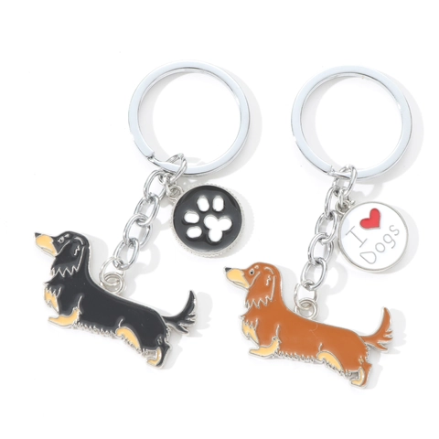 Portachiavi per Cani in Metallo Pendente Con Cuore Impronta di Zampa Charm Smalto Cucciolo Cane Razza Portachiavi Decorazione Borsa per Donna Bambini Amanti dei Cani Regalo