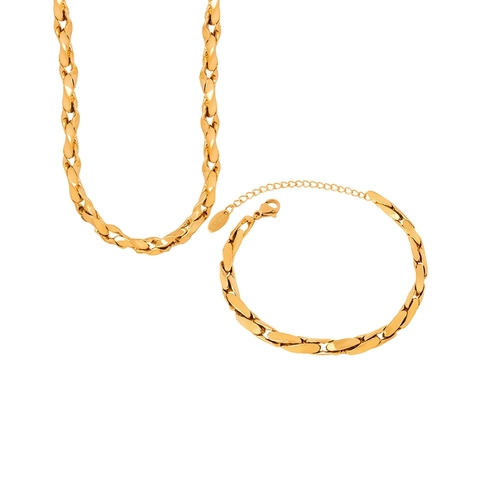 Collier Et Bracelet En Cuivre Plaqué Or À Chaîne Torsadée Bijoux Minimalistes Pour Femmes Style Pendulaire De Luxe Léger