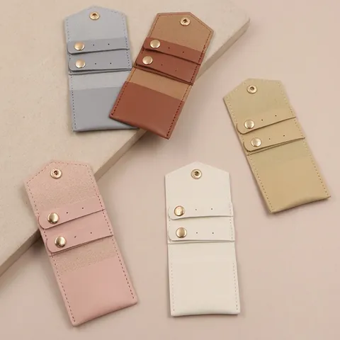 Pochette Organizer Per Gioielli In Pelle PU Portatile Mini Borsa Da Viaggio Per Orecchini Anelli Chiusura Con Bottone
