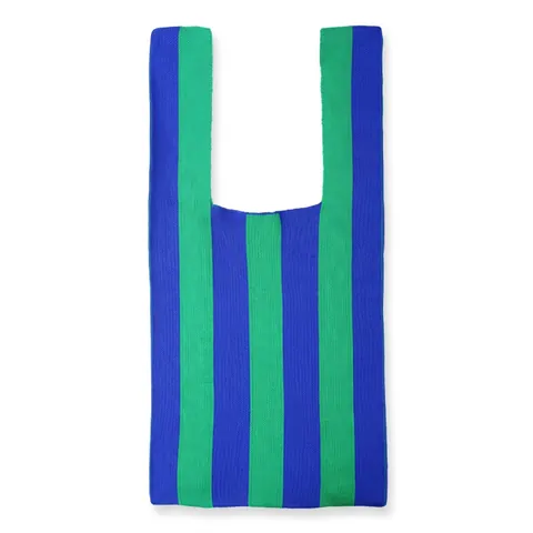 Striped Knit Tote Bag Contrast Color Polyester Shoulder Handbag Summer Fashion Casual Shopping For Women