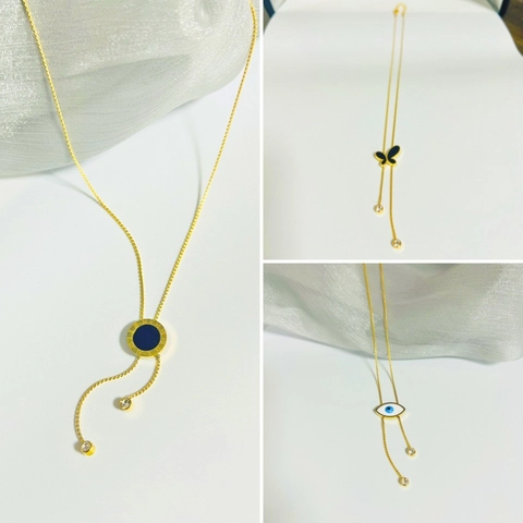 Titaniumstaal Kwastje Hanger Halsketting Luxe Verguld Strass Vlinder Romeinse Cijfers Boze Oog Mode Sieraden Voor Vrouwen