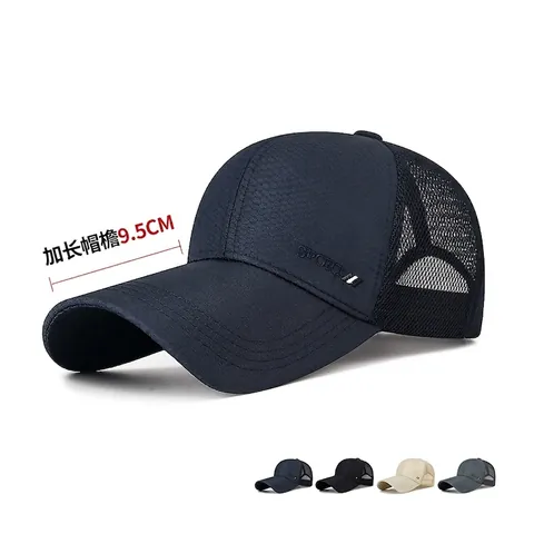 Casquette De Baseball En Maille Polyester Respirante Protection Solaire Longue Visière Sport Plein Air Hommes Femmes