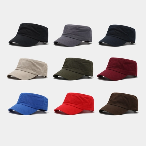 Cotton Cadet Cap Breathable Sun Protection Adjustable Vintage Military Hat For Men Women Outdoor Daily