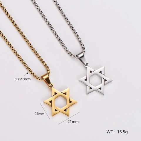Star Of David Anhänger Halskette 304 Edelstahl Hohl Hexagramm Box Kette Religiöser Schmuck Punk Für Männer Und Frauen