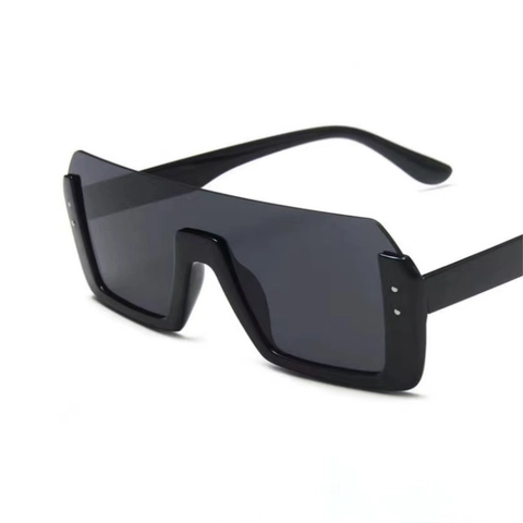 Fashion Oversized Square Sunglasses UV400 PC Frame AC Lens One Piece Flat Top Punk Retro Shades For Women Men