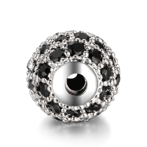 Round Micro Pave Zirconia Copper Spacer Beads Ball For DIY Jewelry Making Bracelet Necklace Accessories Craft