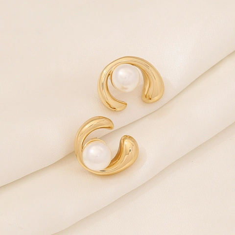 Orecchini Di Künstliche Perle Eleganti Acciaio Inossidabile Geometrici Forma A C Borchie Farfalla Zircone Pendenti Per Donne Gioielli Moda