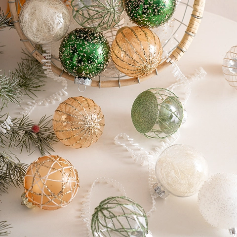 Boules De Noël Plastique Paillettes Motifs Suspendus Fête Décorations D'arbre Styles Multiples Élégant Incassable
