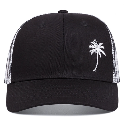 Cappellino Trucker Vintage In Rete Con Ricamo Palma Cotone Regolabile Snapback Protezione Solare Per Uomo Donna
