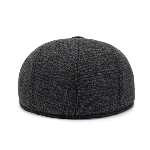 Men Newsboy Cap Vintage Woolen Ivy Flat Hat With Warm Ear Flaps Winter Windproof Thickened Casual British Style