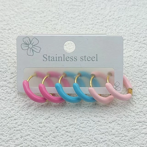 Bunte Emaille Creolen Edelstahl Vergoldet Minimalistische Huggie Ohrringe Für Damen Modeschmuck