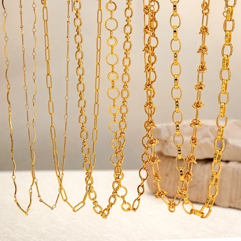 Minimalist 18K Gold Plated Stainless Steel Chain Necklace For Women Geometric Oval Link Paperclip Choker Trendy Jewelry