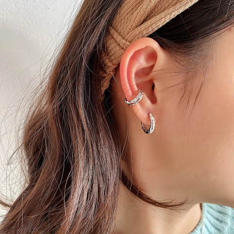 Pendientes De Aro De Plata De Ley 925 Textura Martillada Irregular Geométrica Minimalista Joyería Mujeres