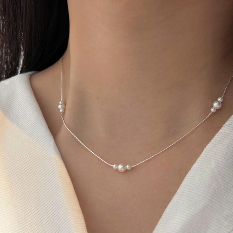 Freshwater Pearl Necklace 925 Sterling Silver Thin Chain Minimalist Elegant Jewelry Gift For Women Daily Wear Chic Accessory