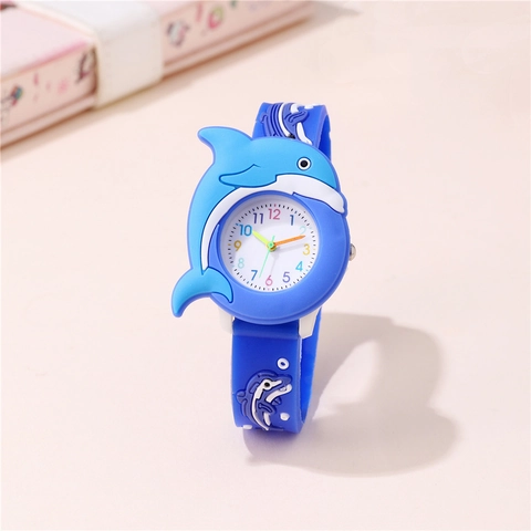 Kinderen Quartz Horloge Dolfijn Cartoon Siliconen Band Student Polshorloge Voor Jongens En Meisjes Verjaardagscadeau Sport